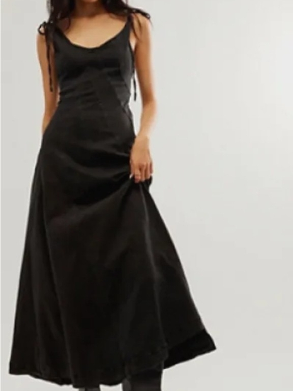Free People Black Midi Slip Dress